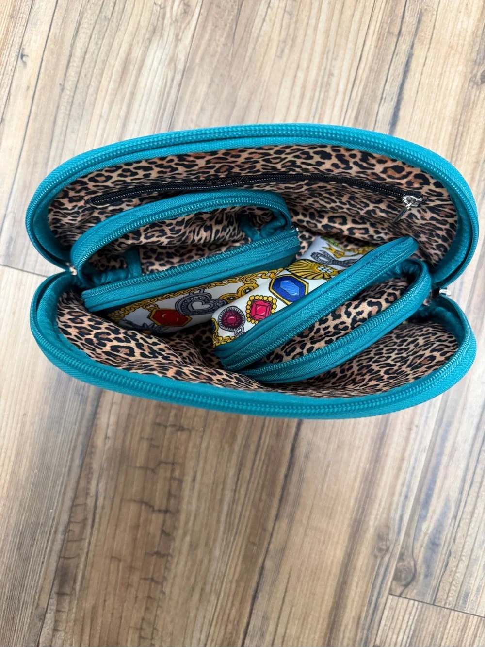 Brighton Teal & White 'Love' Cosmetic Pouch Set of three like new!